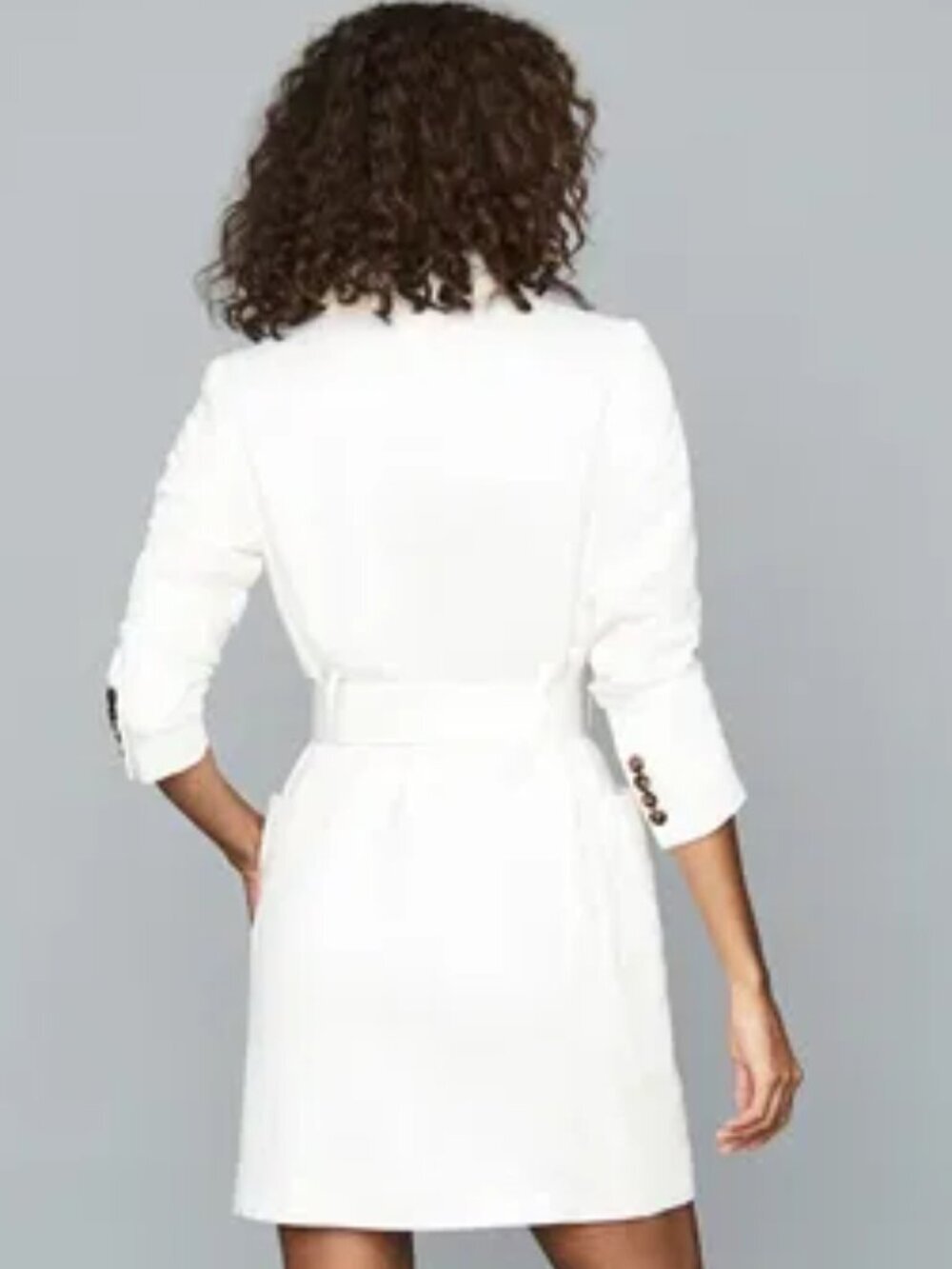 REISS Beatrice Linen-Blend Belted Tuxedo Mini Dress US 4 NWOT - Picture 4 of 8